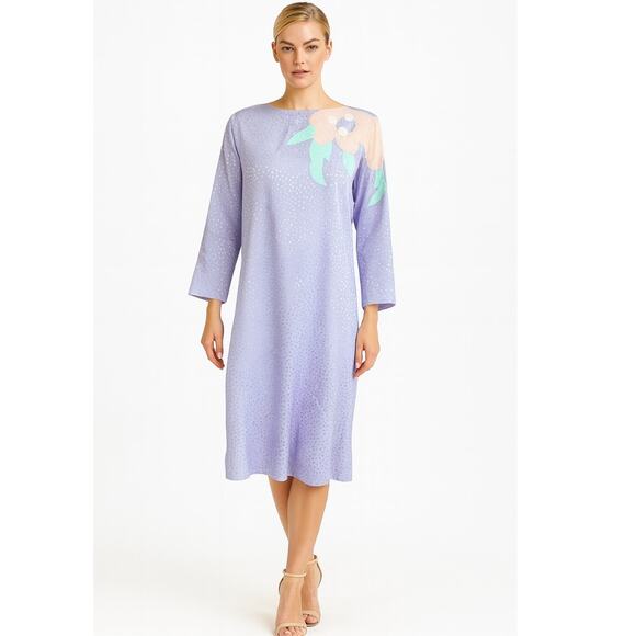 Vintage Hal Ferman Shift Midi Dress Dress 12 Purple - Picture 1 of 7